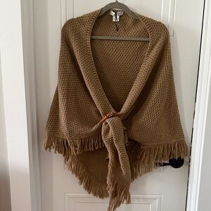 House of Harlow Brown Fringe Women's Shawl Sweater